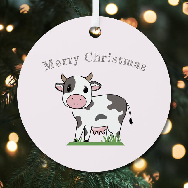 Cute Cow Merry Christmas Ornament (Cute Cow Merry Christmas Ornament)