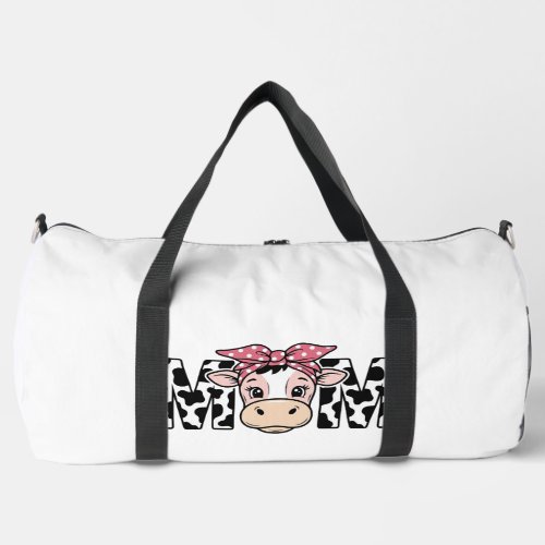 Cute Cow Mom Bow Graphic Design_1 Duffle Bag