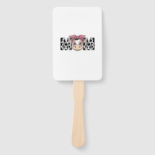 Cute Cow Mom Bow Graphic Design_1 Hand Fan