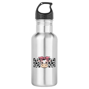 Cute Cow Mom Bow Graphic Design_1 Stainless Steel Water Bottle