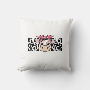 Cute Cow Mom Bow Graphic Design_1 Throw Pillow