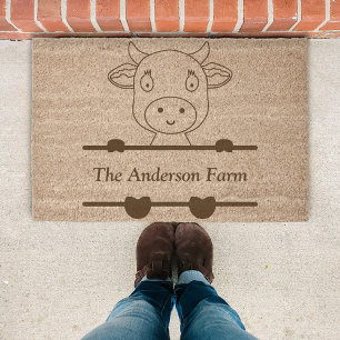 Cute Cow Monogram Fiber Doormat
