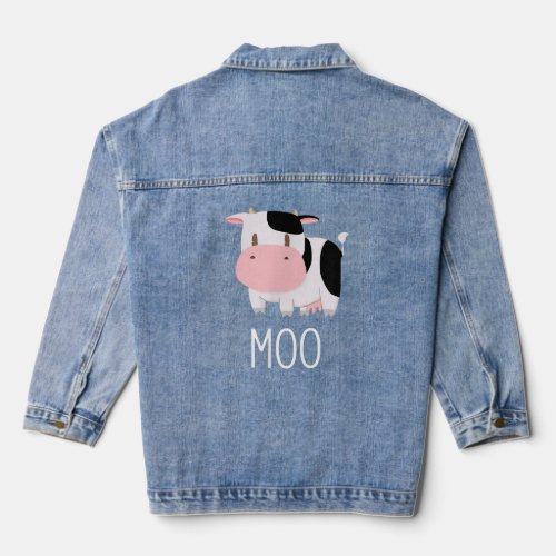 Cute Cow Moo Farm Animals _ Farmer Country  Denim Jacket
