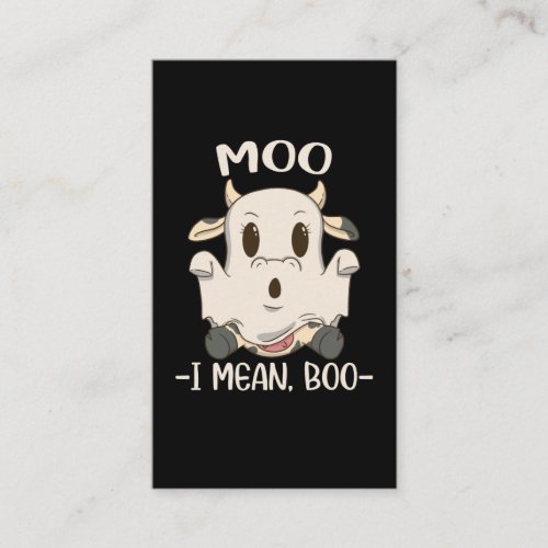 Cute Cow Moo Halloween Ghost Boo Business Card