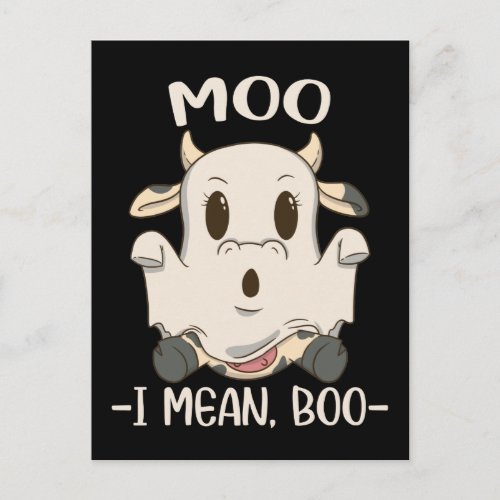 Cute Cow Moo Halloween Ghost Boo Postcard