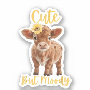 Cute Cow-Moody Cow Lovers Farm Cowgirl Baby Sunflo Sticker