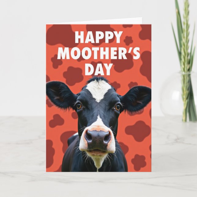 Cute Cow Mothers Day Art Card (Front)