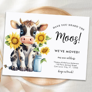 Cute Cow New Address We've Moved Country Moving Announcement Postcard