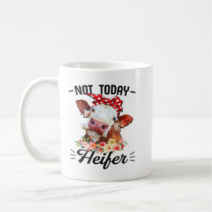 Cute Cow Not Today Heifer Floral Gift for Farmer W Coffee Mug