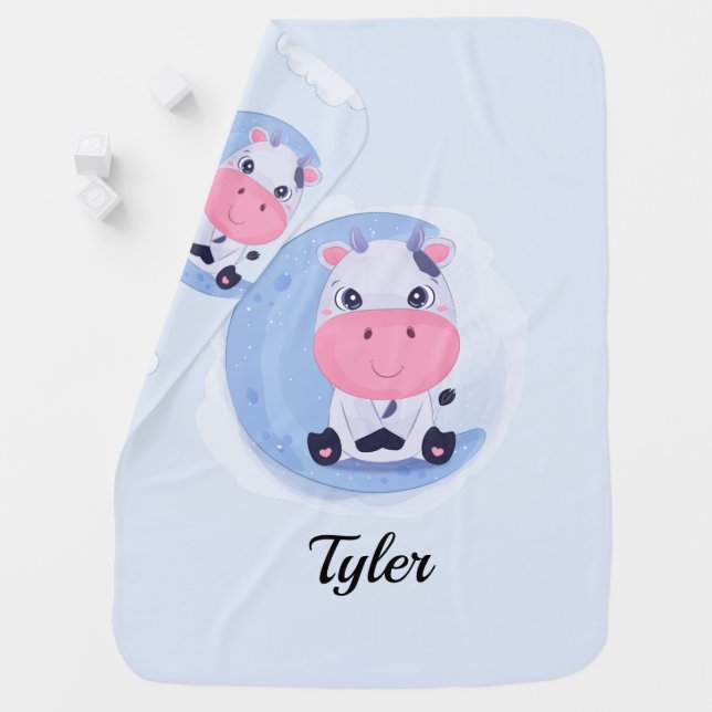 Cute Cow Nursery Baby Blanket (In Situ)