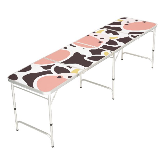 Cute Cow Pattern Beer Pong Table (Angled)