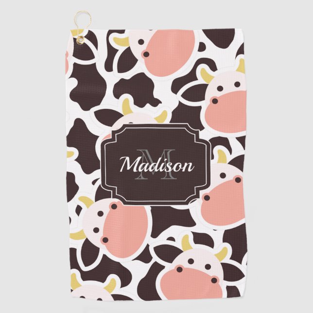 Cute Cow Pattern Golf Towel (Front)