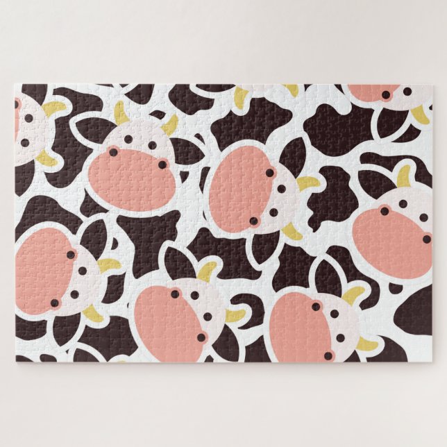 Cute Cow Pattern Jigsaw Puzzle (Horizontal)