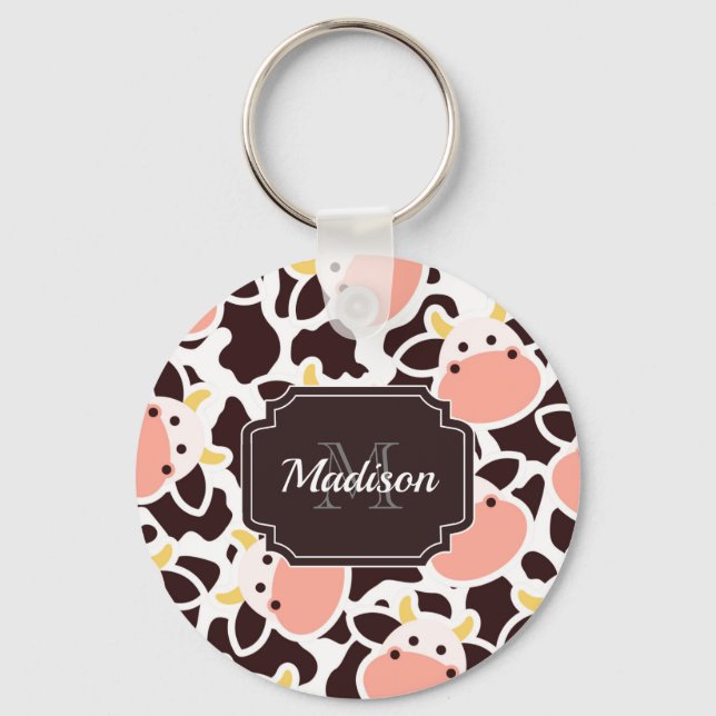 Cute Cow Pattern Keychain (Front)