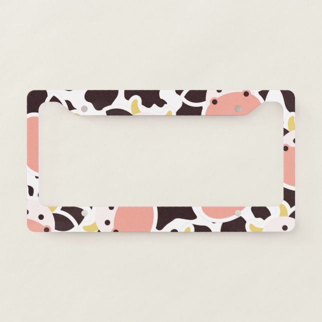 Cute Cow Pattern License Plate Frame (Front)