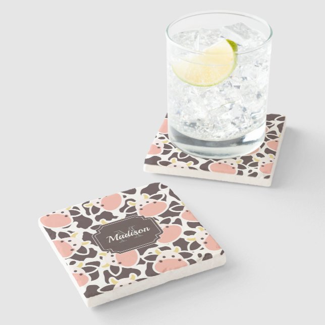 Cute Cow Pattern Stone Coaster (Side)