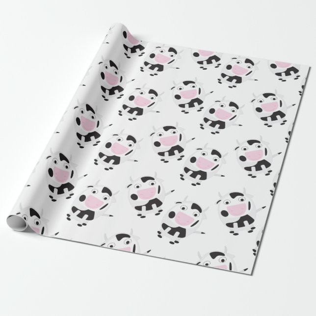 Cute Cow Pattern Wrapping Paper (Unrolled)