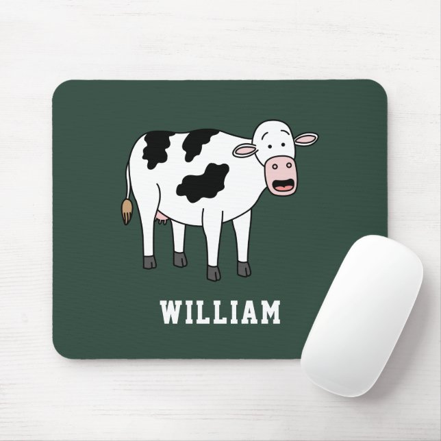 Cute Cow Personalized Custom Name Back To School Mouse Pad (With Mouse)