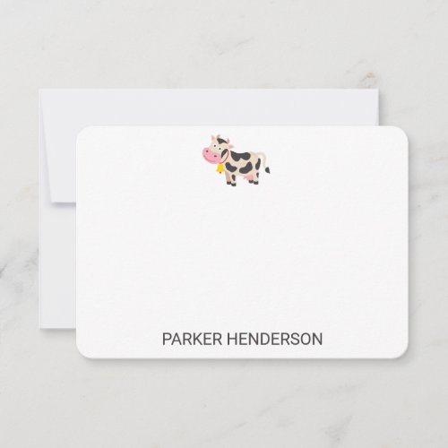 Cute Cow Personalized Kids Stationery Set Thank You Card