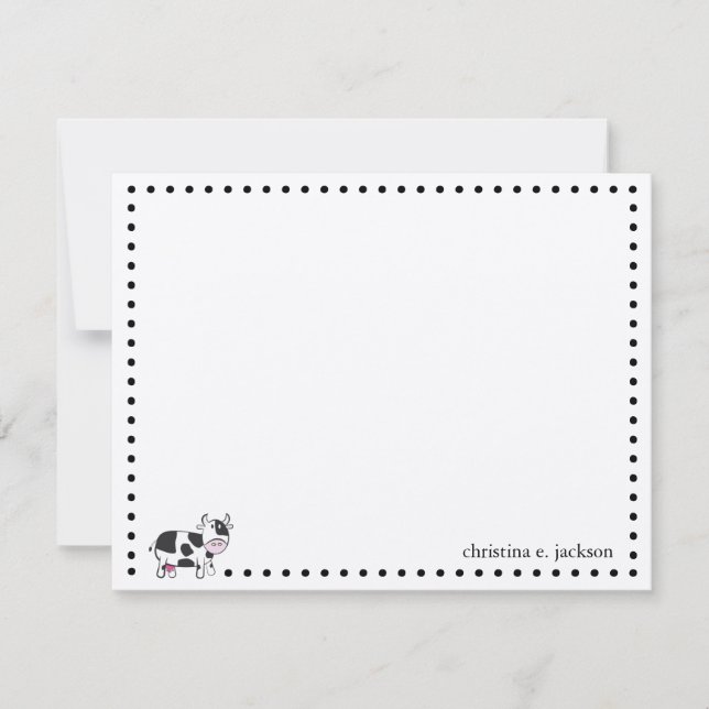 Cute Cow Personalized Note Card (Front)