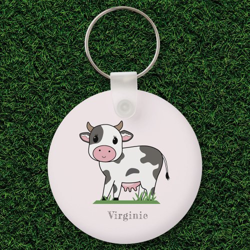 Cute Cow Pink Keychain
