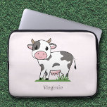 Cute Cow Pink Laptop Sleeve<br><div class="desc">A funny Pink Laptop Sleeve for your computer with a cute cow on grass and a customizable forename. This could be a great gift for a farmer,  a veterinary or a lover of Kawaii animals! Just add name of your friend and offer it!</div>