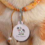 Cute Cow Pink Pet Tag<br><div class="desc">A pink pet tag for your dog or cat with a cute cow on grass and a customizable name. You can personalize it with a phone number on the back.</div>