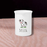 Cute Cow Pitcher<br><div class="desc">A Pitcher with a cute cow on grass and a customizable text,  perfect for milk. A great idea for a gift or to decorate your kitchen!</div>
