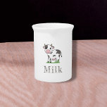 Cute Cow Pitcher<br><div class="desc">A Pitcher with a cute cow on grass and a customizable text, perfect for milk. A great idea for a gift or to decorate your kitchen!</div>