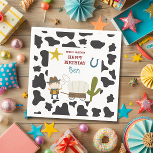 Cute Cow print Cowboy Birthday Napkins