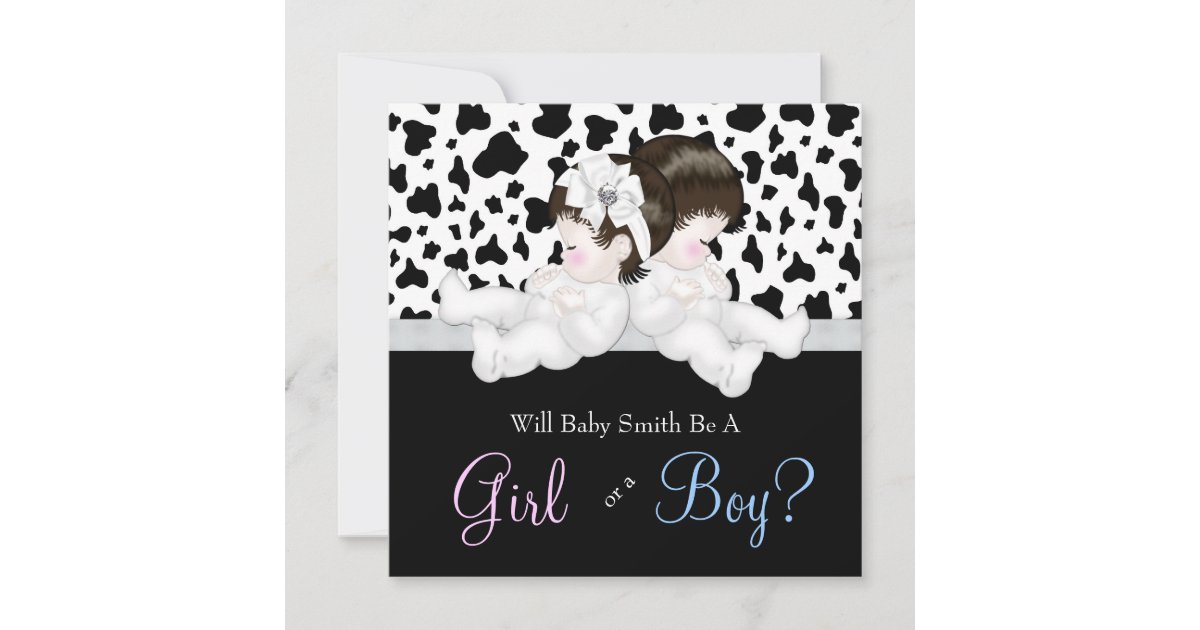 Cute Cow Print Gender Reveal Invitation Zazzle