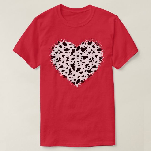 Cute Cow Print Heart Farmer Cow Lovers  T-Shirt (Design Front)