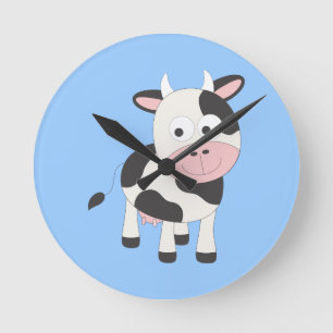 Cute cow round clock