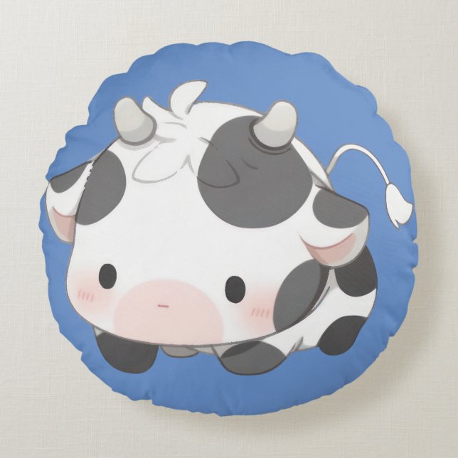 Cute Cow  Round Pillow (Front)