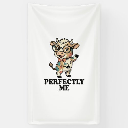 Cute Cow Shirt With Glasses Perfect Vibes Banner