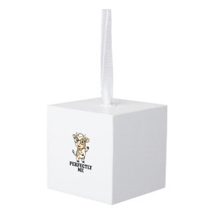 Cute Cow Shirt With Glasses Perfect Vibes Cube Ornament