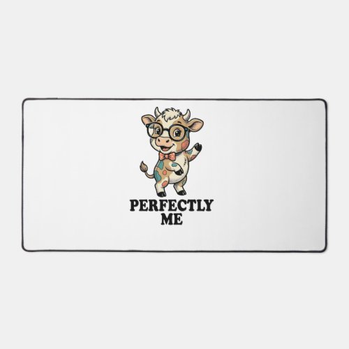 Cute Cow Shirt With Glasses Perfect Vibes Desk Mat