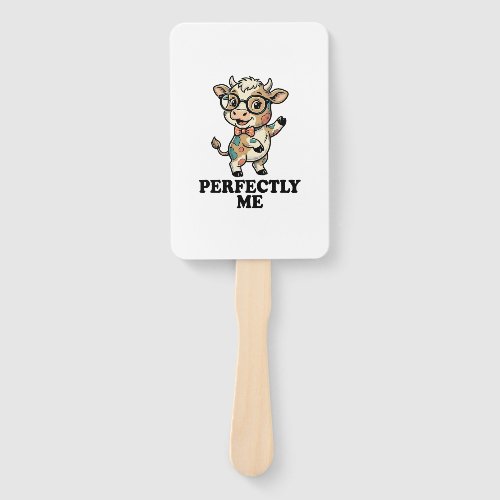 Cute Cow Shirt With Glasses Perfect Vibes Hand Fan