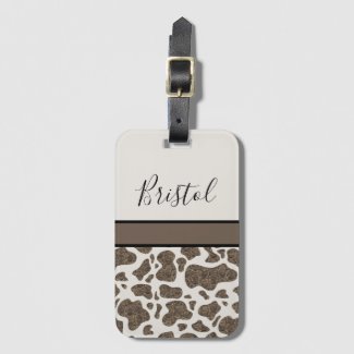 Cute Cow Spots Animal Print Personalized Luggage Tag
