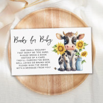 Cute Cow Sunflower Farm Baby Shower Books For Baby Enclosure Card