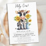 Cute Cow Sunflower Modern Farm Couples Baby Shower Invitation