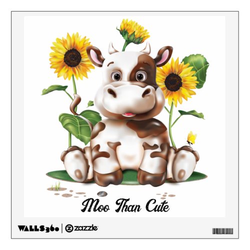 Cute Cow Sunflower Wall Decal