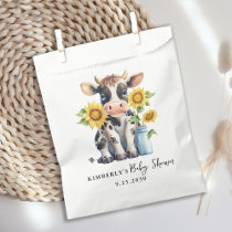 Cute Cow Sunflowers Modern Simple Farm Baby Shower Favor Bag