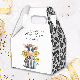 Cute Cow Sunflowers Modern Simple Farm Baby Shower Favor Boxes