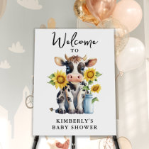 Cute Cow Sunflowers Modern Simple Farm Baby Shower Foam Board