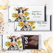 Cute Cow Sunflowers Modern Simple Farm Baby Shower Hershey Bar Favors