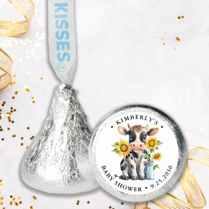 Cute Cow Sunflowers Modern Simple Farm Baby Shower Hershey®'s Kisses®