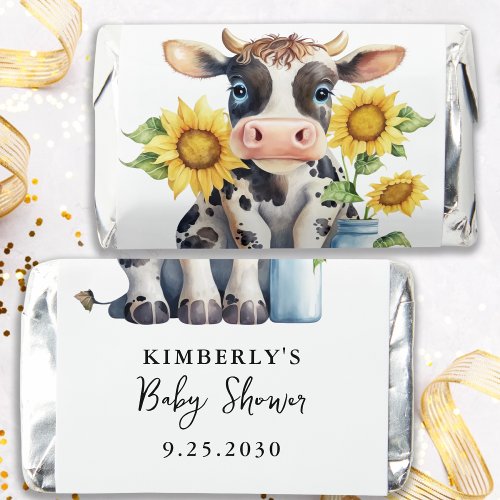 Cute Cow Sunflowers Modern Simple Farm Baby Shower Hersheys Miniatures
