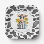 Cute Cow Sunflowers Modern Simple Farm Baby Shower