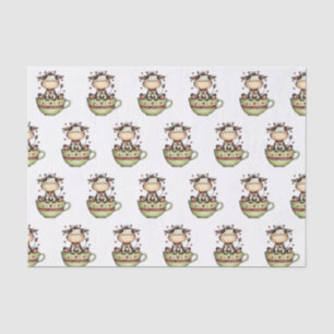 Cute Cow Teacup Whimsical Farmhouse Tissue Paper